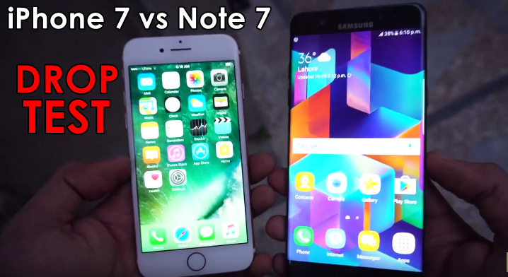 Apple iPhone 7 vs Samsung Galaxy Note 7 Drop Test - Which is More Durable? Apple iPhone 7 vs Samsung Galaxy Note 7 Drop Test - Which is More Durable?