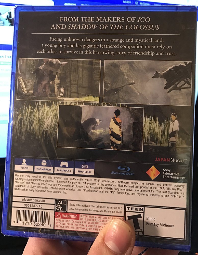 The Last Guardian's Early Box Photo Reveals Install Size and No PS4 Pro Support at Launch