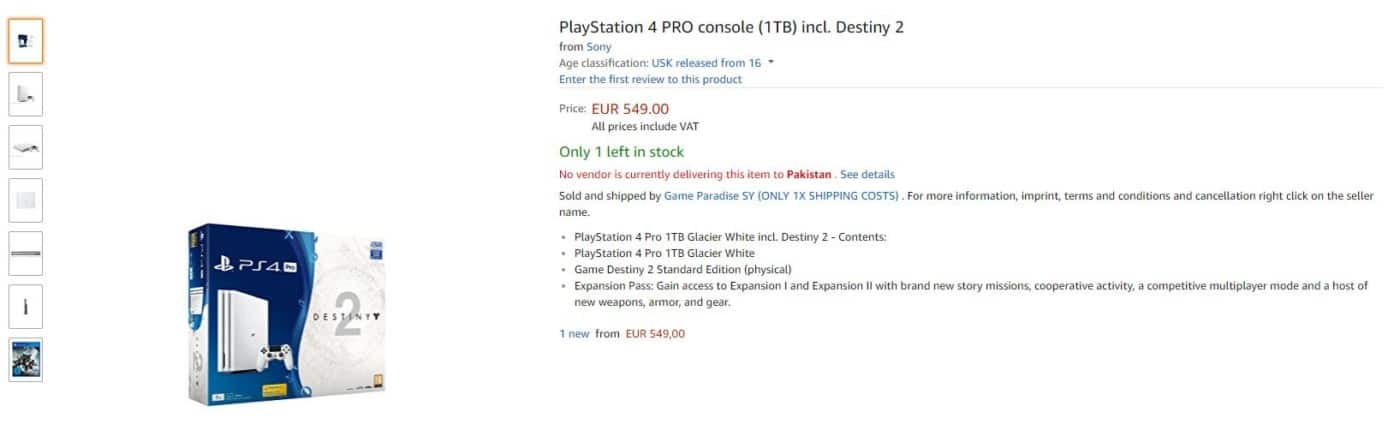 Amazon Listing Confirms PS4 Pro 1TB "Glacier White", Pictures Revealed