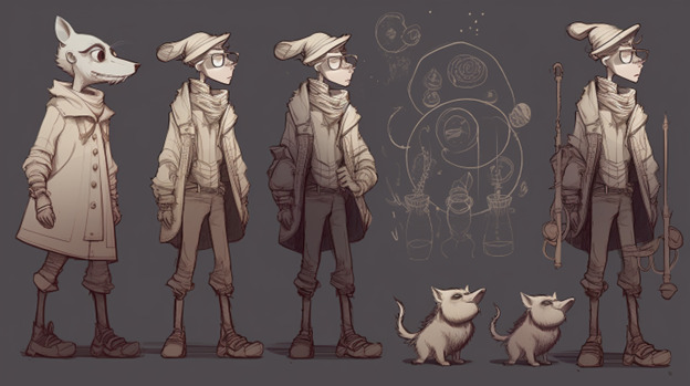 sketching stylized game character examples.