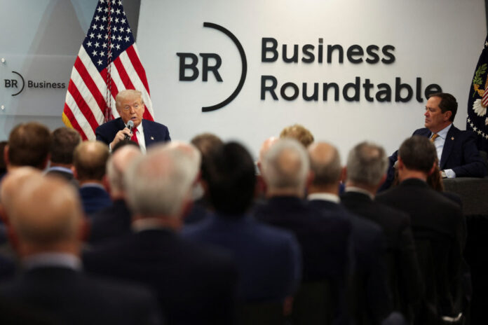 U.S. President Donald Trump delivers remarks during a Business Roundtable event in Washington